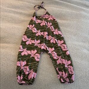 NWT Fighting Eel mini eel Pink and Green Floral Kids Romper